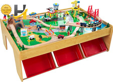 Kidkraft Waterfall Mountain Wooden Train Set Table; 120 Pieces, 3 Bins