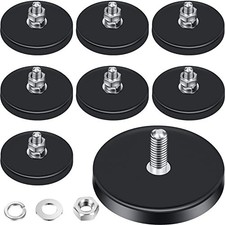 8 Pack Neodymium Magnet Rubber Coated Mounting Magnets with Bolt Nuts