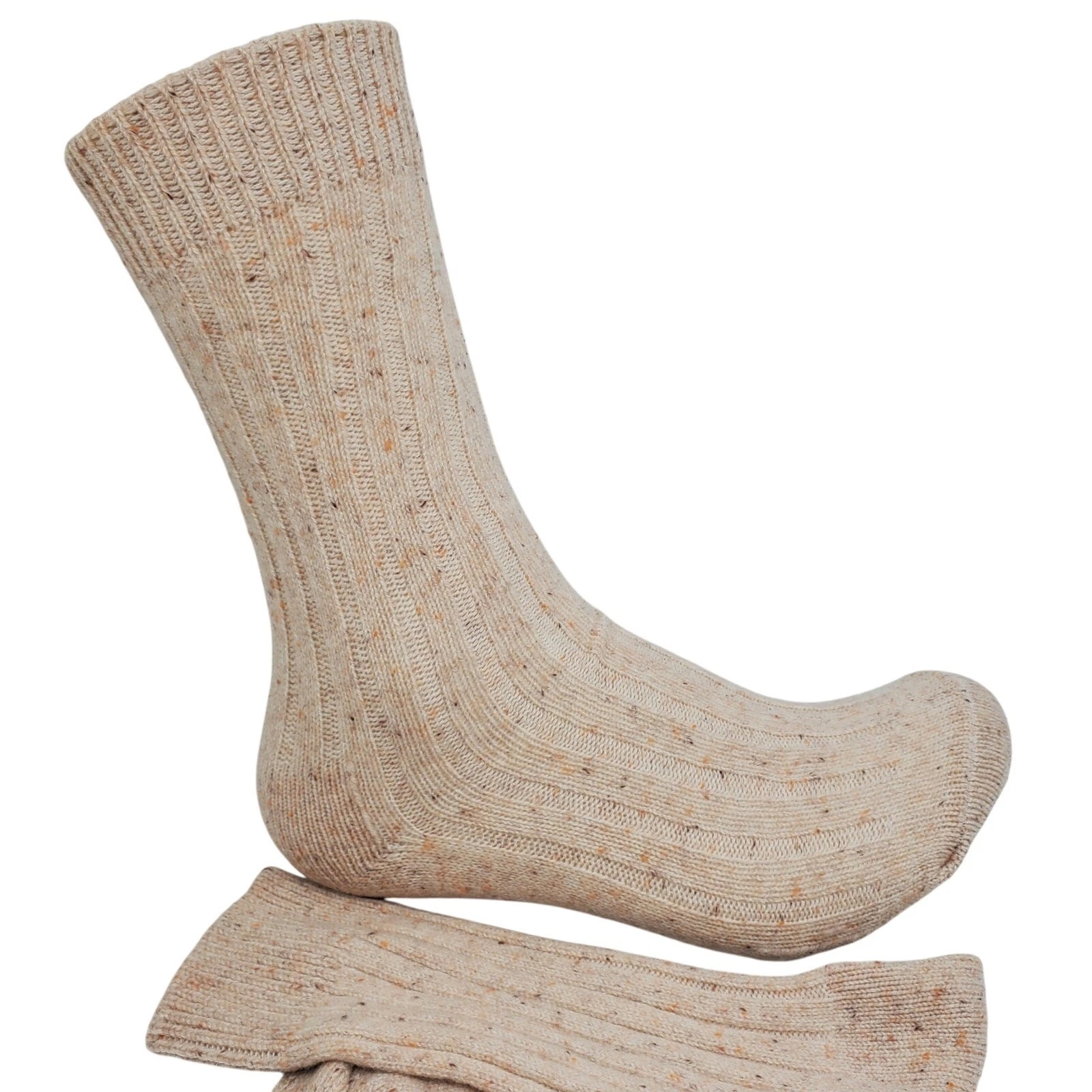NWT Garnet Hill Ankle Socks 9-11 Tan Donegal 82% Cashmere Warm Cozy Holiday Gift