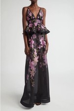 Zimmermann Dawning Floral Silk Linen Peplum Gown NWT Sz AU 2 US 8