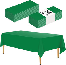 Green 24 Pack Plastic Tablecloth 54 X 108 Inch Rectangle Disposable Table Cloth