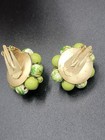 FAB VTG Hong Kong Lime Green Turquoise Beaded Cluster Clip-On Earrings  — photo 2