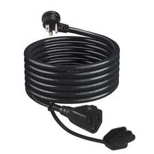 6FT Short Flat Plug Outdoor Extension Cord - Black Weatherproof Garden Low Pr...