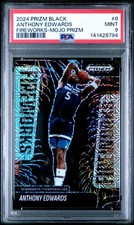 2024-25 Panini Prizm Black Mojo Anthony Edwards Fireworks Card #8 /25 PSA 9