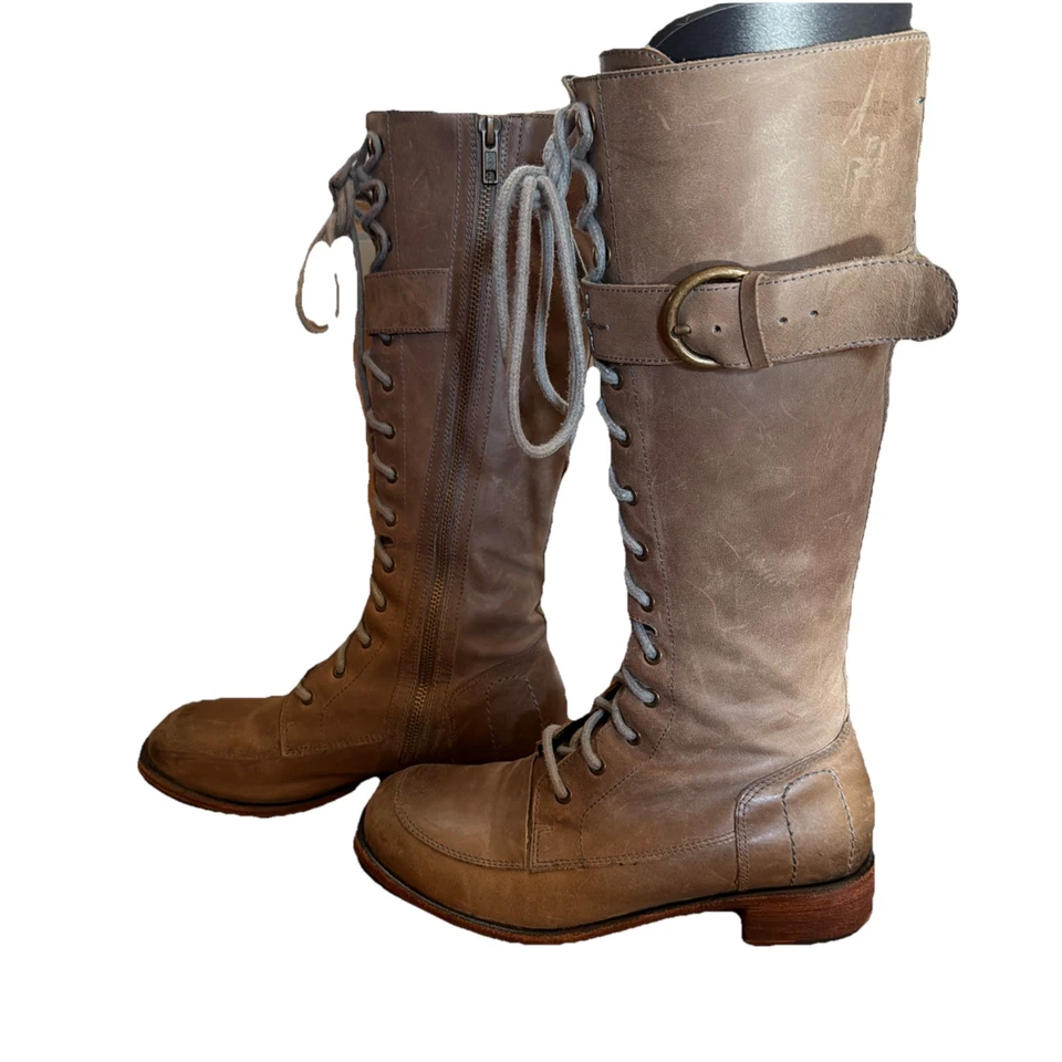 BOTAS ECUESTRES GEE WAWA HASTA LA RODILLA Steampunk TALLA 7 CUERO DESGASTADO CREMALLERA LATERAL Foto 2 de 4