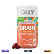 OLLY Ultra Strength Brain Softgels, Omega-3s, Vitamins B6 And B12-60 Count