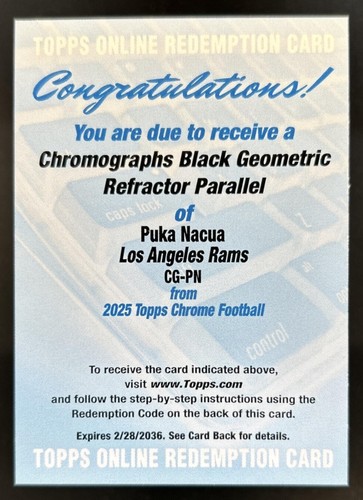 2025 Topps Chrome Puka Nacua Black Refractor (RAW)