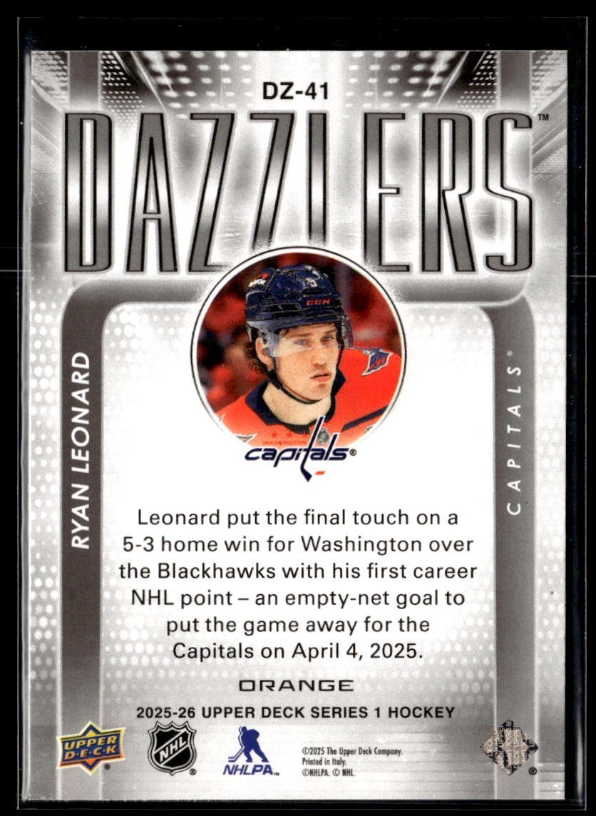 2025-26 Upper Deck Series 1 Orange Dazzlers #DZ-41 Ryan Leonard | eBay