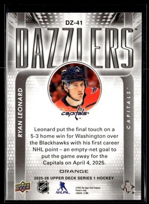 2025-26 Upper Deck Series 1 Orange Dazzlers #DZ-41 Ryan Leonard | eBay