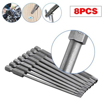 8pcs T8-T40 Torx Screwdriver Bit Set Hex Security Magnetic Head 100MM Extra Long