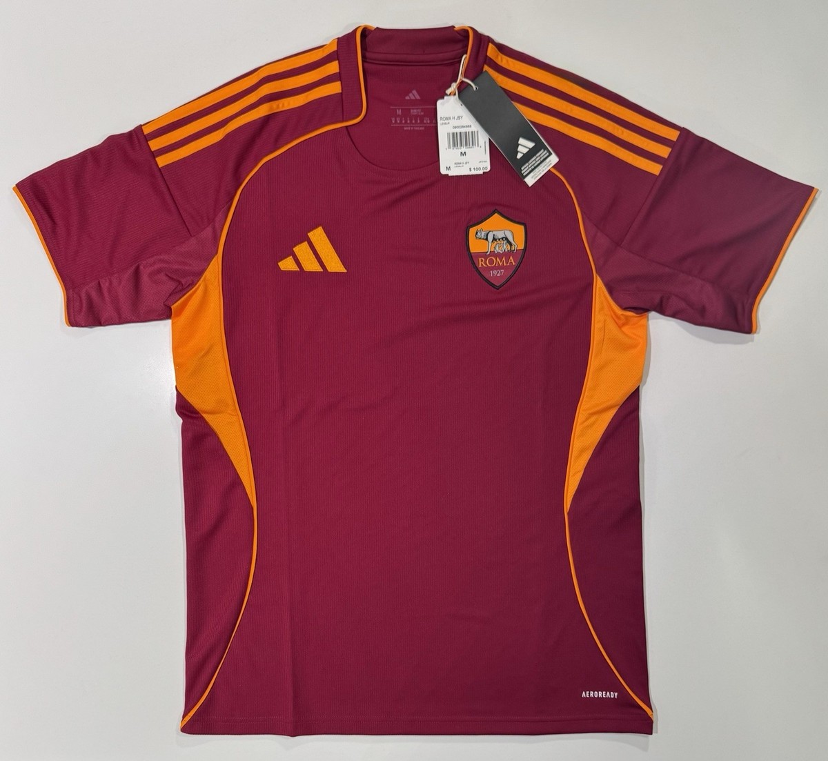 AS Roma 2025-26 Home Burgundy Men's Size Medium Soccer Jersey
