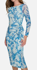Tommy Hilfiger Womens Side Tie Mesh Fully Lined Midi Dress Size 12