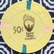 Bear Claw 50¢ Carlyle, Saskatchewan CANADA Casino Chip V1206