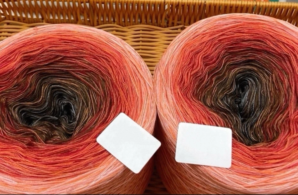 1 Lb Lyocell Tencel Cotton Sultan Ombre Cake Yarn Sunset Orange Red Grey Brown - Image 2 of 4