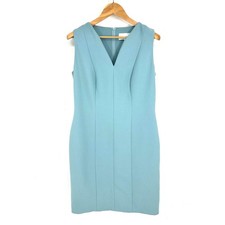 Hugo Boss Dency Dress Womens 10 Light Blue V-Neck Sheath Sleeveless 50322004