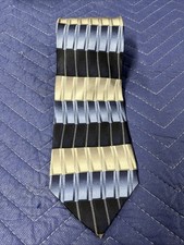 Croft  Barrow Neck Tie 100 Silk Black Silver Blue