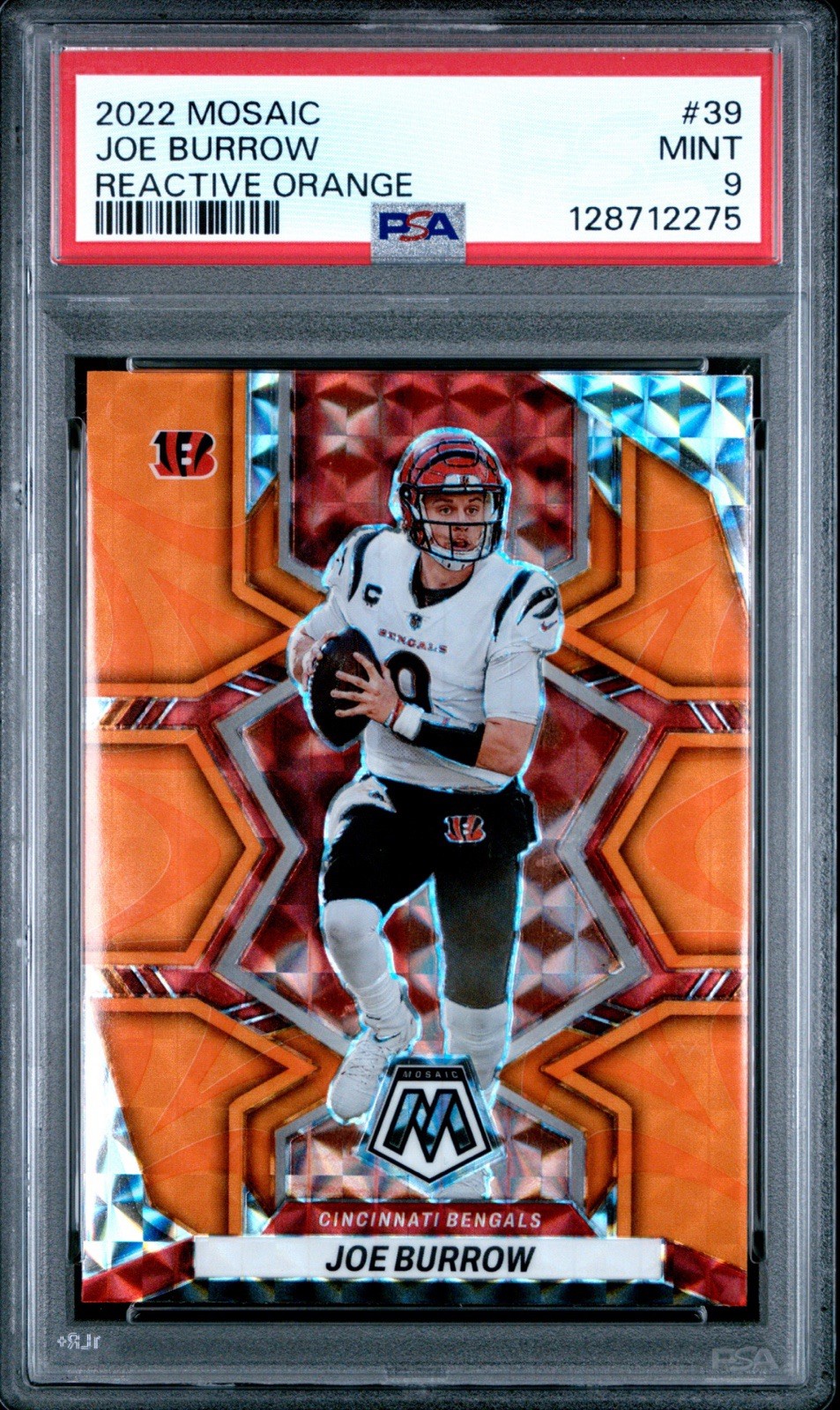 2022 Mosaic Joe Burrow Reactive Orange #39 PSA 9 MINT POP 32!