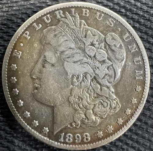 1898 Morgan Silver Dollar, Philadelphia Mint, U.S. $1 Coin, VF (very fine)