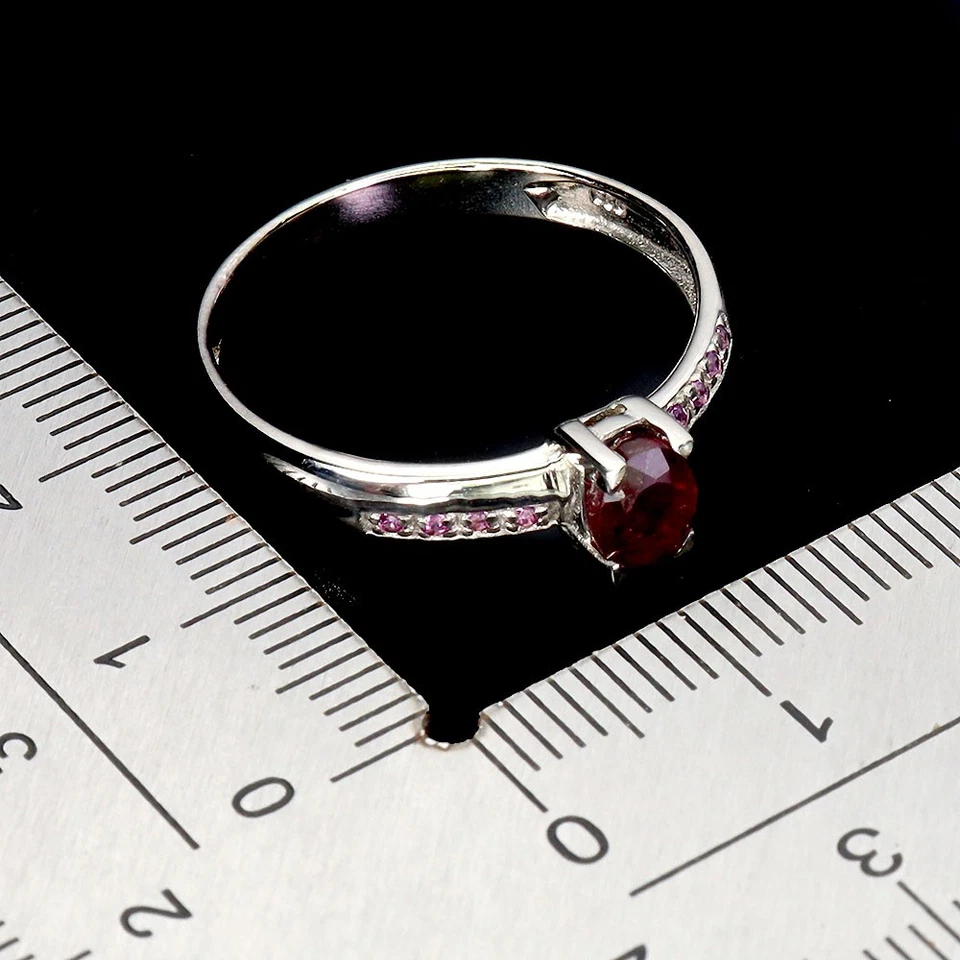 Anillo de plata de ley 925 rubí ovalado 6x4 mm rodolita granate piedras preciosas joyería talla 9 Foto 3 de 4
