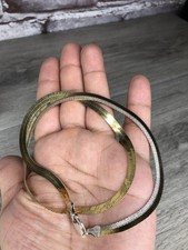 Argento Sterling 925 Massiccio con Sovrapposizione Oro Spina di Pesce Bicolore 20” 5MM