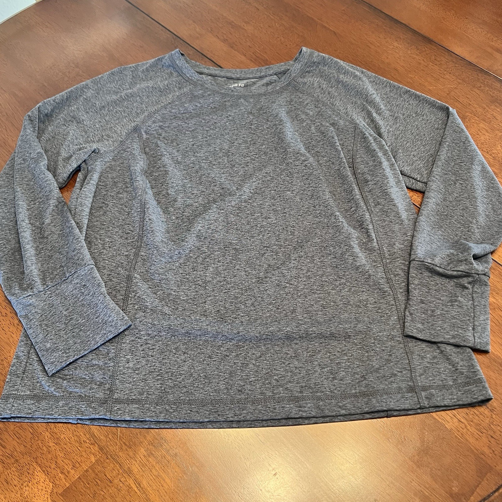 J Jill Fit Supreme Stretch Crew Neck Shirt Women Petite Small Long Sleeve Gray