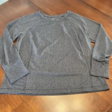J Jill Fit Supreme Stretch Crew Neck Shirt Women Petite Small Long Sleeve Gray