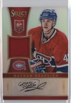 2013 Panini Select Rookie Jersey Silver Prizm 20/99 Nathan Beaulieu Auto RC 0f2