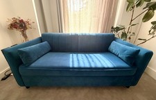 MADE.com Teal Blue Velvet Double Sofa Bed