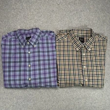 Jos A Bank Mens XL Traveler Collection Button Down Shirts Plaid 2 Pack NEW