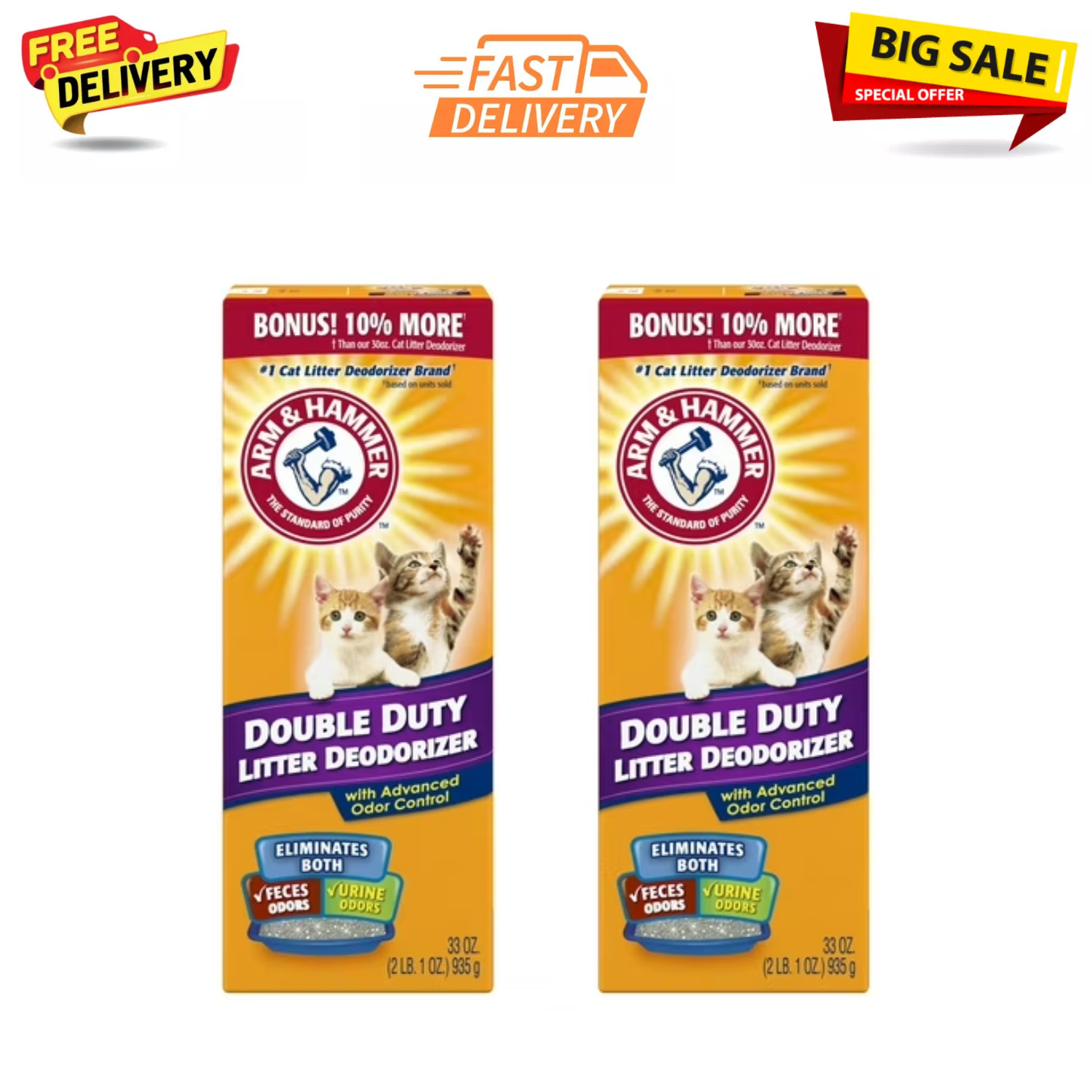 (2 Pack) Arm & Hammer Double Duty Cat Litter Deodorizer Odor