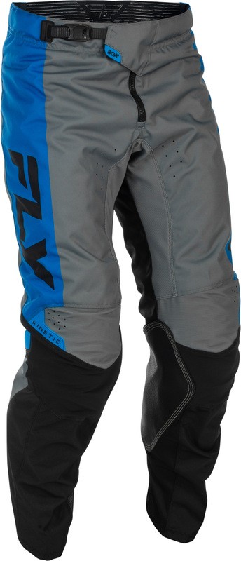 Pantalon Kinetic Fly Racing bleu gris noir équipement moto cross enduro