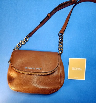 MICHAEL KORS BEDFORD FLAP SMALL CROSSBODY BAG BROWN LEATHER GUC