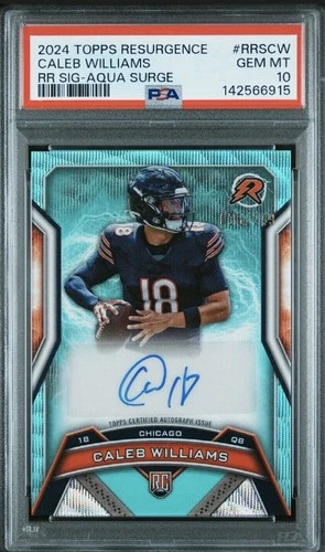 2024 Topps Resurgence Caleb Williams Auto #RRS-CW Aqua Surge Ref. /249 PSA 10