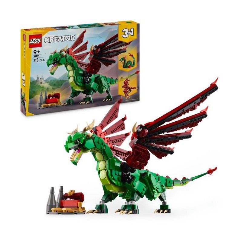 LEGO Creator 31161 Le dragon médiéval 3-en-1 : jeu de construction fantastique pour enfant