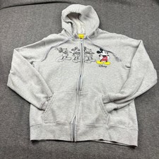 Disney Mickey Mouse Gray Full Zip Hoodie Sweatshirt Unisex M - Iconic Nostalgia