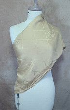 Authentic Chanel Scarf Shawl Stole 60 Wool 40 Acrylic Beige Used