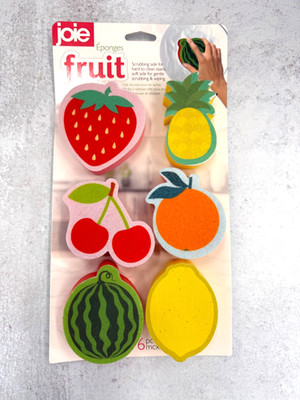 Pack of 6 Joie fruit Sponges rainbow lemon cherry pineapple orange watermelon