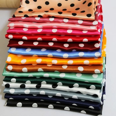 58'' Wide By Yard Polka Dots Fabric Satin Charmeuse Soft Lining Scarf Diy Tissu