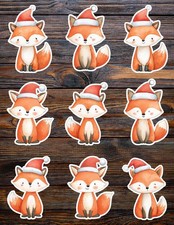 Cute Christmas Fox Die Cut Vinyl Stickers Scrapbooking Laptop Waterbottle