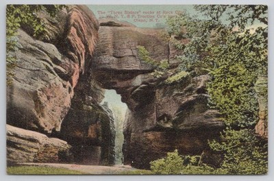 Three Sisters Rocks Rock City Olean NY WNY&P Traction Co Postcard c1908