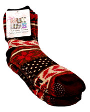 Muk Luks Womens's Cozy Lined Socks One Size Multi Brown Fair Isle New NWT