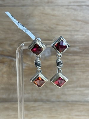 Michael Dawkins Newman Marcus NWT Faceted Stone 925 W Gold Pierced Earrings $585