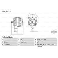 Bosch Generator Lichtmaschine 100A 28V FüR Mercedes-Benz Vario Triebkopf