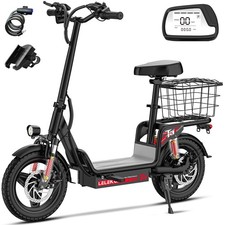Electric Scooter with Seat for Adults,Commuter Foldable 500W 30MPH 48V Battery