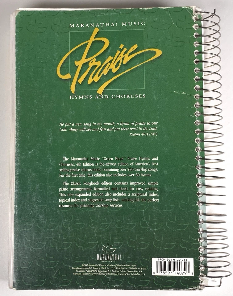 Maranatha! Music Praise Hymns and Choruses Expanded 4th Edition Songbook Spiral - Image 3 of 4