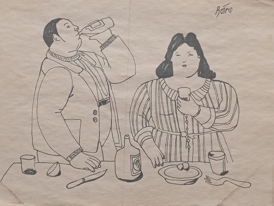 Fernando Botero Dibujo sobre papel (Hecho a mano) firmado y estampado en medios mixtos. Foto 4 de 4