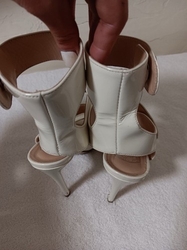 Versace Showstopper White Patent Leather W/ Ankle Strap High Heels size 6 - Picture 3 of 9