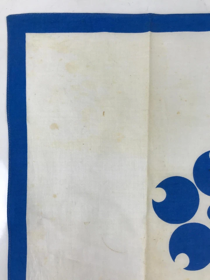 Pañuelo japonés de colección Bandana Fabric Expo 1970 Osaka blanco azul JK815 Foto 2 de 4