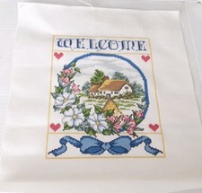 VTG Bucilla 8 10 "Welcome" Sampler Kit Counted Cross Stitch 95 Done No Frame