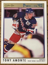 Tony Amonte 1991-92 O-Pee-Chee Premier Rookie Card #11 NY Rangers NHL Free Ship. rookie card picture